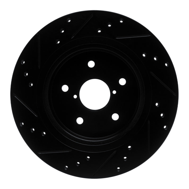 R1 Concepts R1 15-25 Subaru Outback Rear Right Drilled & Slotted Black Brake Rotor