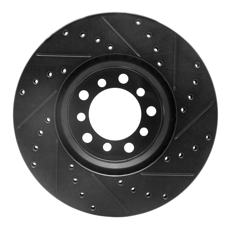 R1 Concepts R1 85-91 Mercedes-Benz 300SE Front Left Drilled & Slotted Black Brake Rotor