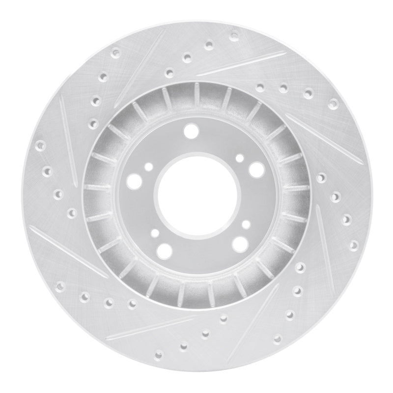 R1 Concepts R1 00-09 Honda S2000 Front Right Drilled & Slotted Silver Brake Rotor