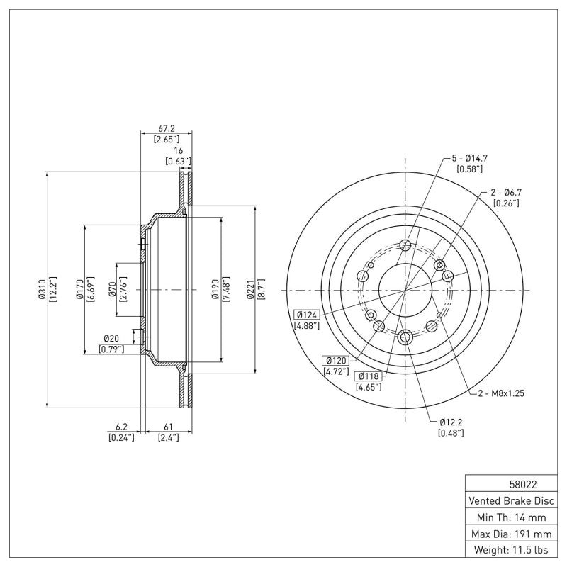 DFC 05-12 Acura RL Rear Brake Rotor