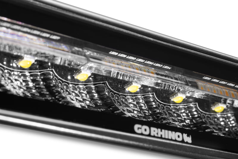 Go Rhino Xplor Blackout Combo Series Sixline LED Flood Lights w/Amber (Surface Mount) - Blk (Pair)