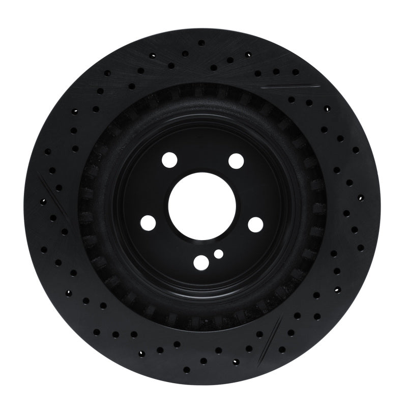 R1 Concepts R1 08-15 Mercedes-Benz C63 AMG Rear Drilled & Slotted Black Brake Rotor