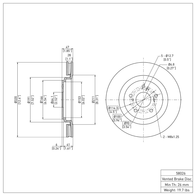 DFC 14-20 Acura MDX Front GeoSPEC Coated Rotor