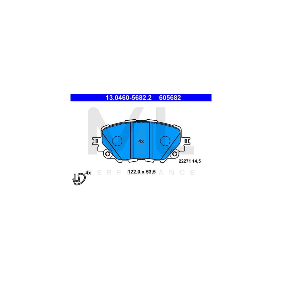 ATE 13.0460-5682.2 Brake pad set without integrated wear warning contact, with accessories