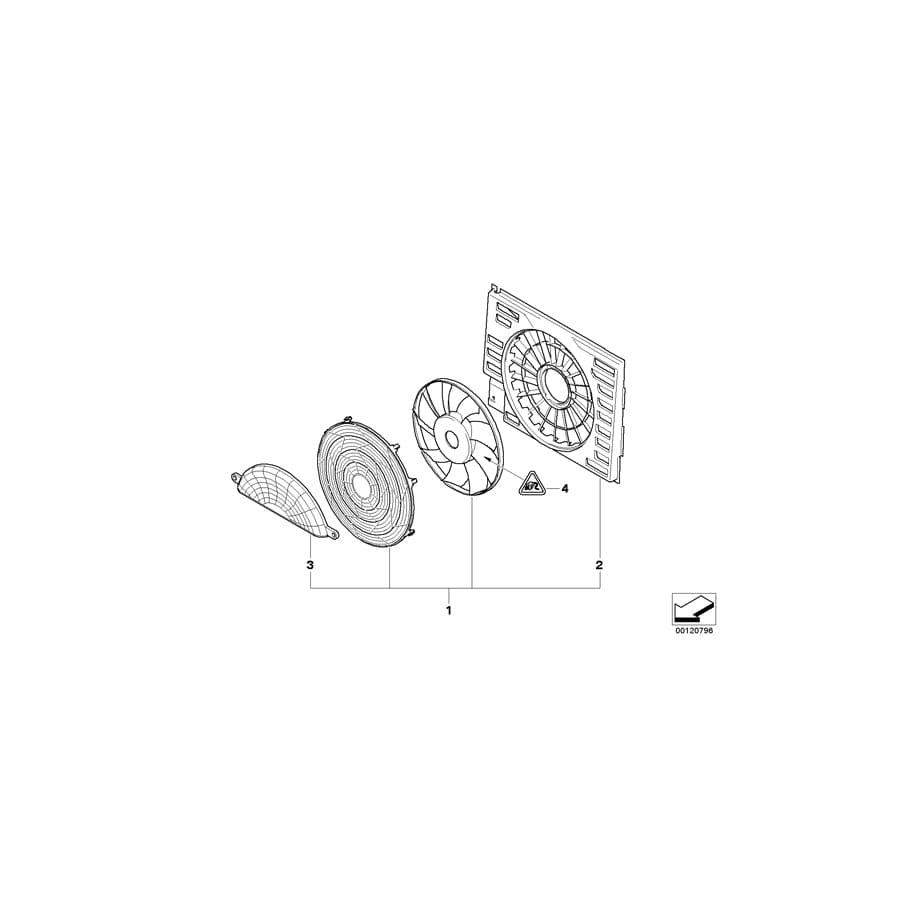 Genuine BMW 64546946373 E65 Compression Shroud With Fan (Inc. 745d)