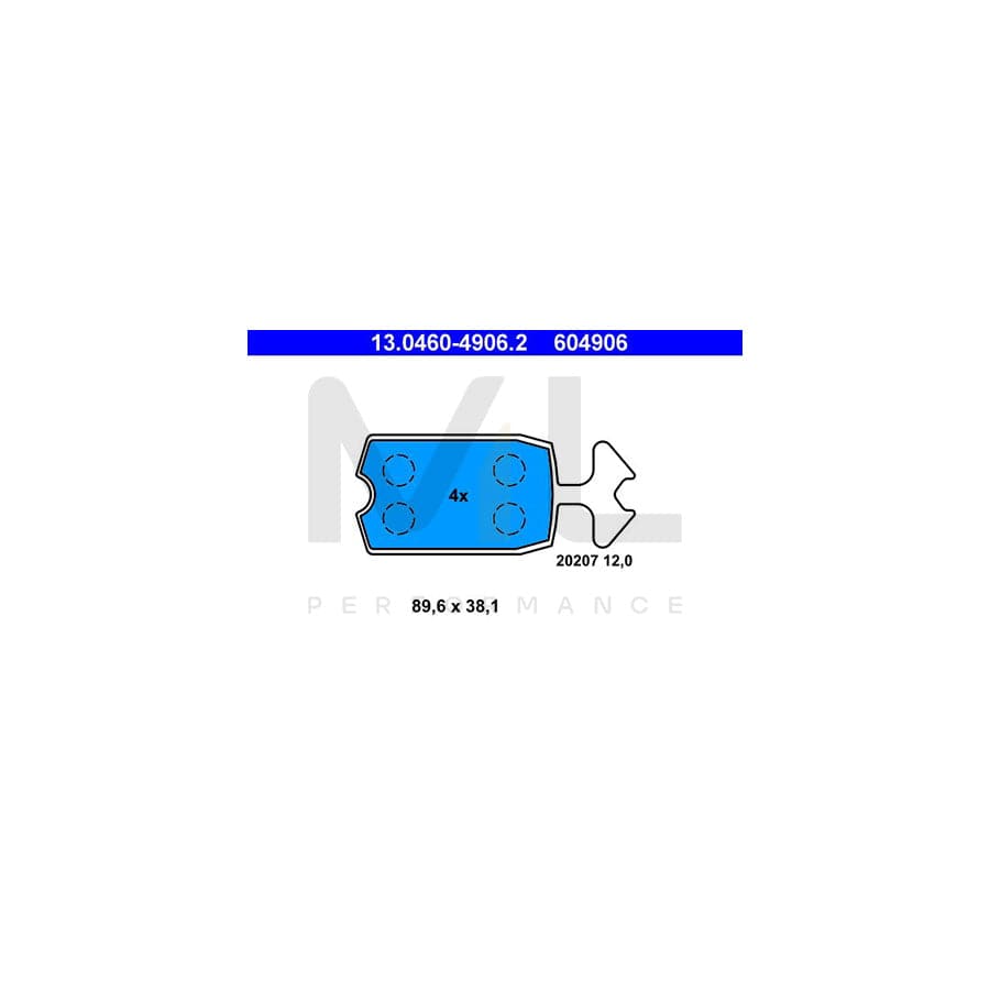 ATE 13.0460-4906.2 Brake pad set excl. wear warning contact, not prepared for wear indicator