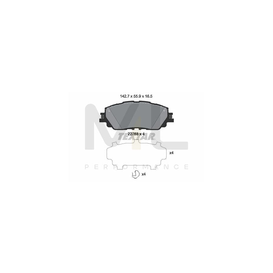 TEXTAR 2276801 Brake pad set not prepared for wear indicator, with accessories
