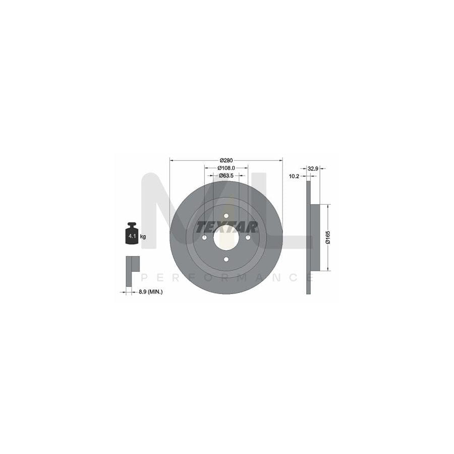 TEXTAR PRO 92172403 Brake Disc for FORD FOCUS Solid, Coated, without wheel hub, without wheel studs - 1 piece