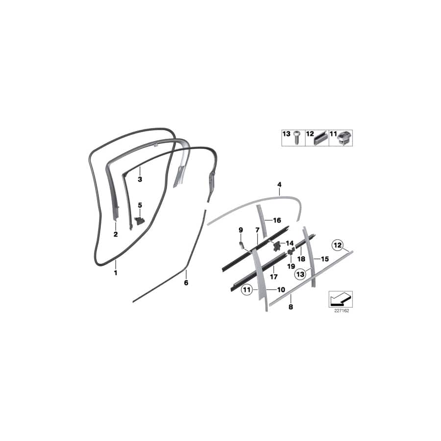 Genuine BMW 51357182290 F11 F10 Inner Right Window Channel Cover (Inc. 550iX, 530i & 535iX)