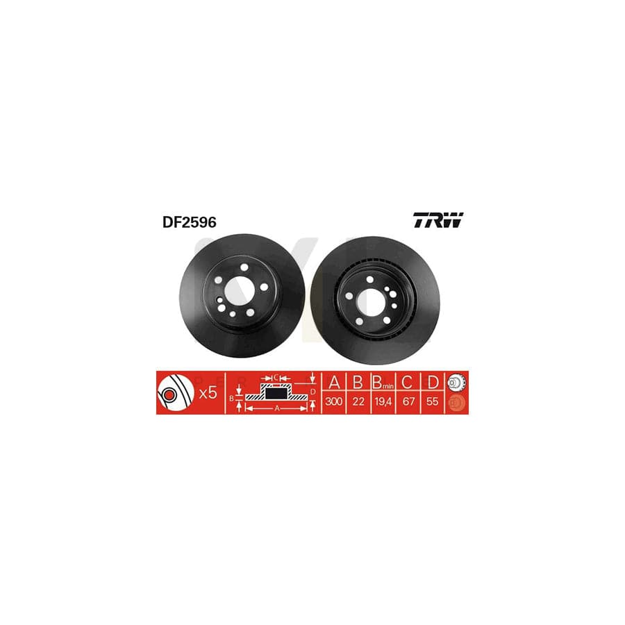 TRW DF2596 Brake Disc suitable for MERCEDES-BENZ S-Class Vented, Painted - 1 piece