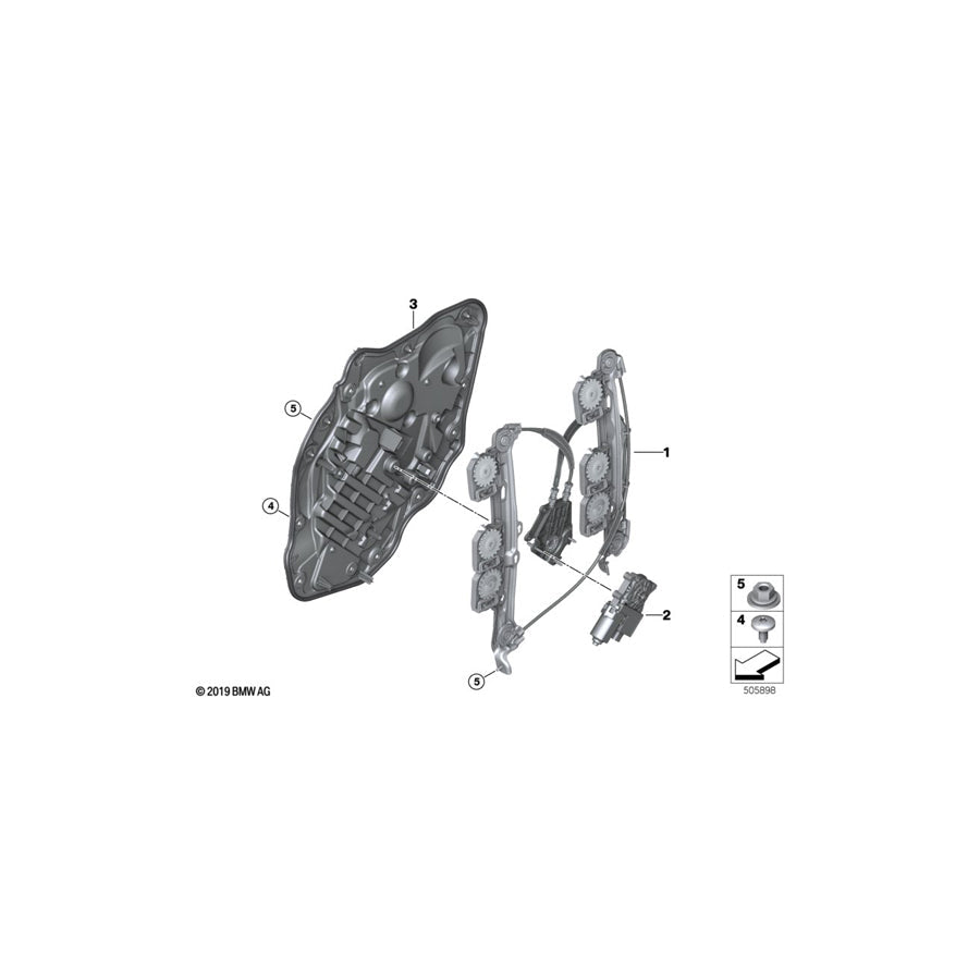 Genuine BMW 61359854232 F44 Drive, Window Lifter, Rear Right (Inc. 228iX, M235iX & 220d)