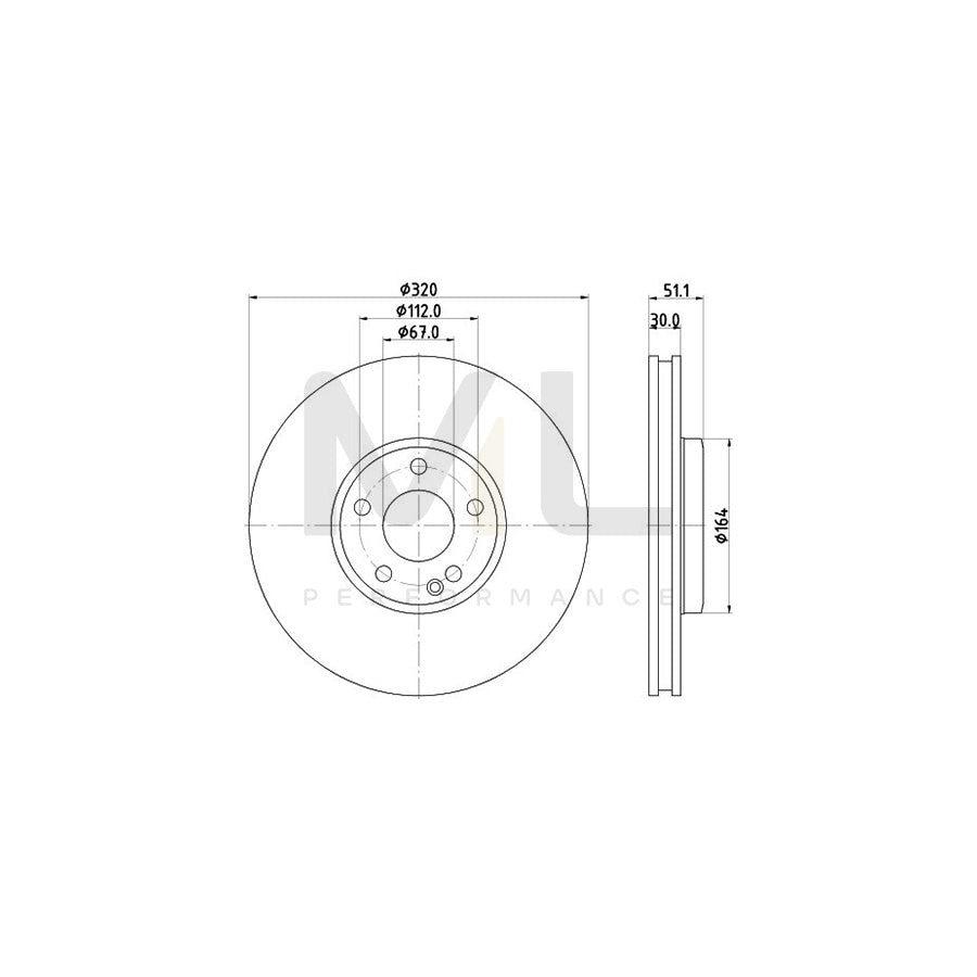 HELLA PRO 8DD 355 119-701 Brake Disc Internally Vented, Coated, without wheel hub, without wheel studs | ML Performance Car Parts