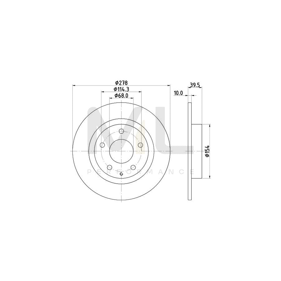 HELLA PRO 8DD 355 119-391 Brake Disc for MAZDA 6 Solid, Coated, without wheel hub, without wheel studs | ML Performance Car Parts