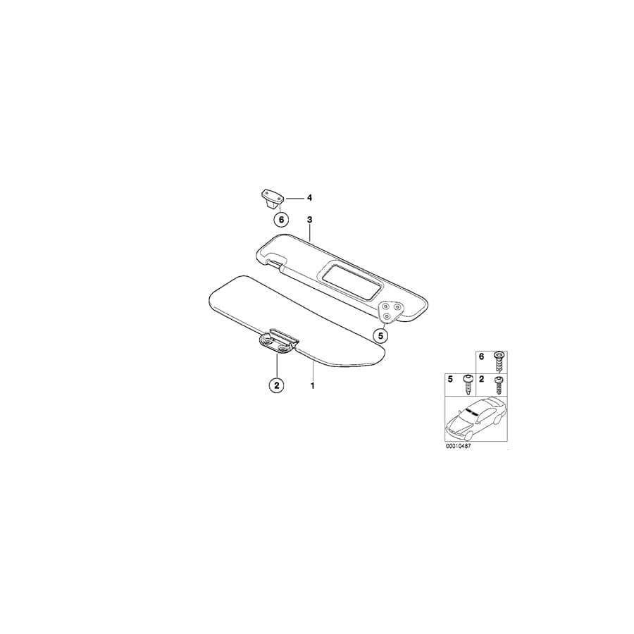 Genuine BMW 51168397555 E36 Sun Visor With Mirror Left SCHWARZ (Inc. Z3)