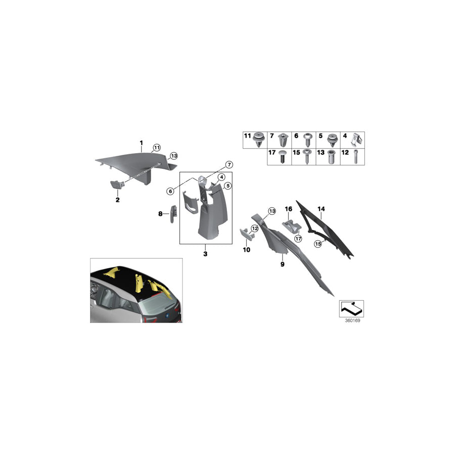 Genuine BMW 51437326908 Cover Cap "Airbag" CARUMGRAU (Inc. i3s 94Ah Rex, i3 120Ah & i3 60Ah Rex)