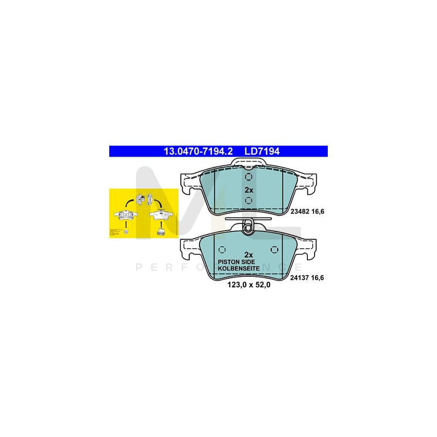 ATE Ceramic 13.0470-7194.2 Brake pad set excl. wear warning contact, not prepared for wear indicator