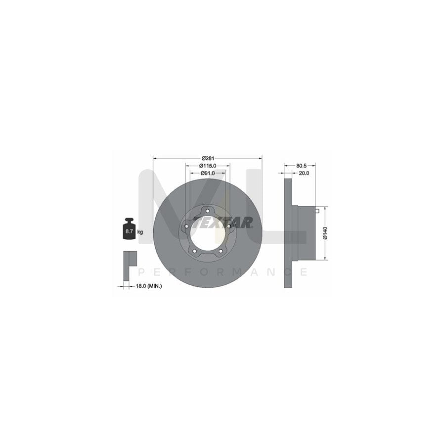 TEXTAR 92031500 Brake Disc Solid, without wheel hub - 1 piece