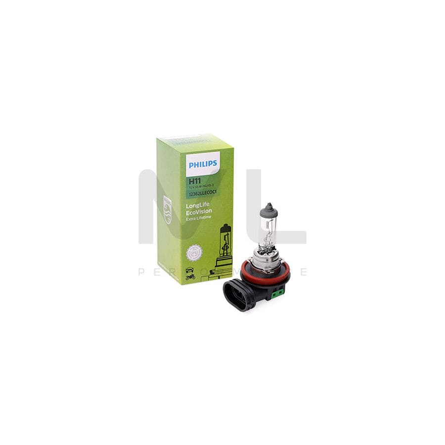 PHILIPS LongLife EcoVision 12362LLECOC1 Bulb, spotlight H11 12V 55W PGJ19-2 3000K Halogen