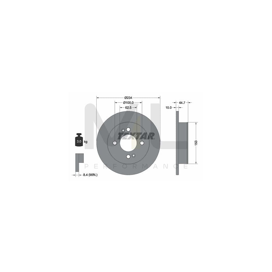 TEXTAR PRO 92291603 Brake Disc for HYUNDAI i10 Solid, Coated, without wheel hub, without wheel studs - 1 piece