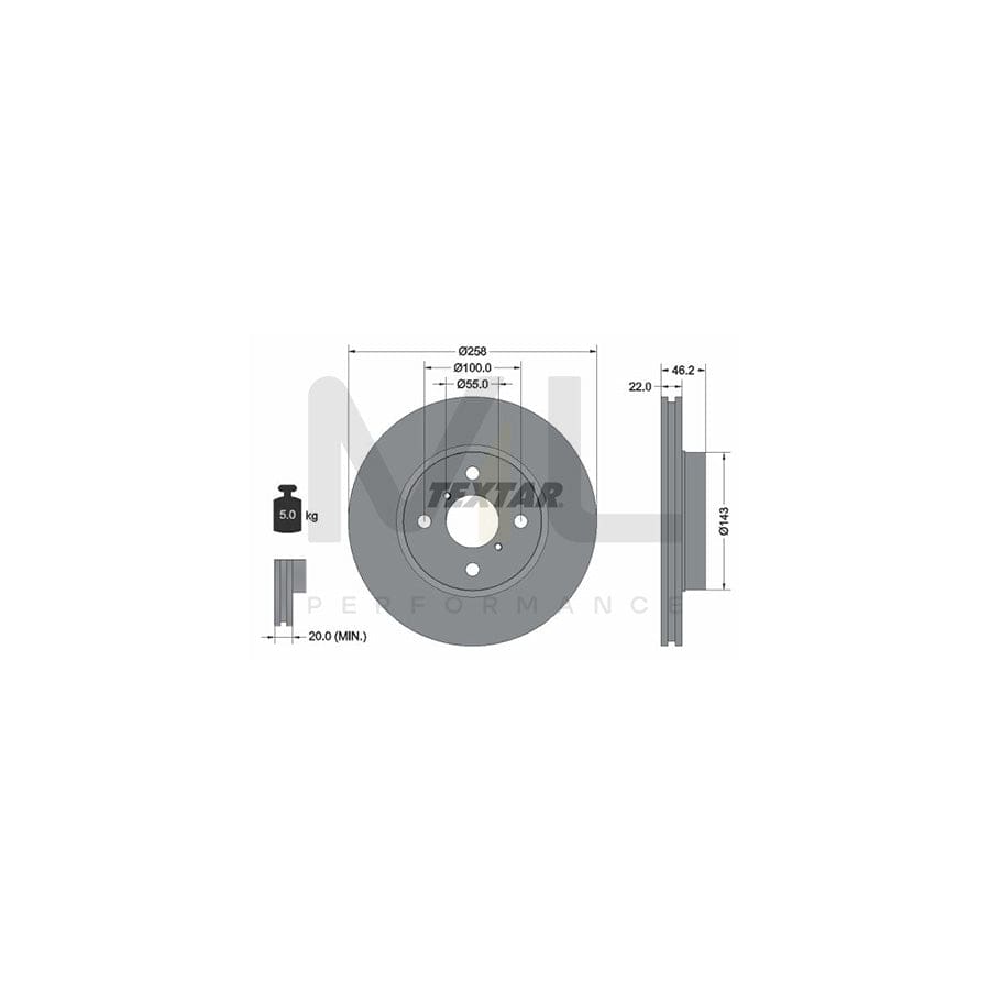 TEXTAR 92164200 Brake Disc Internally Vented, without wheel hub, without wheel studs - 1 piece