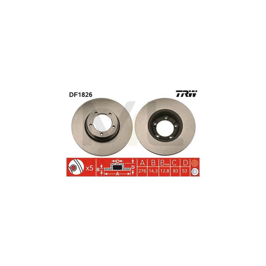 TRW DF1826 Brake Disc Solid, Painted - 1 piece