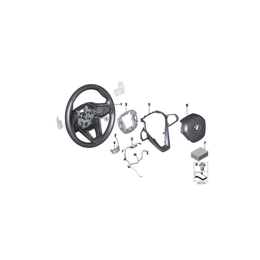 Genuine BMW 32306871734 G11 G12 Sprt St. Wheel, Leather, Shift Paddles (Inc. 740eX, 730d & 740LdX)