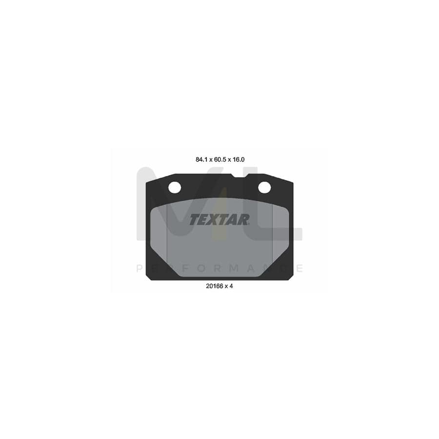 TEXTAR 2016603 Brake pad set not prepared for wear indicator