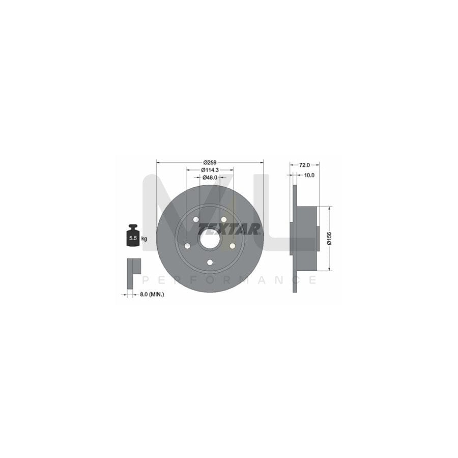 TEXTAR 92078900 Brake Disc for MAZDA 626 III Estate (GV) Solid, with wheel hub, without wheel studs - 1 piece