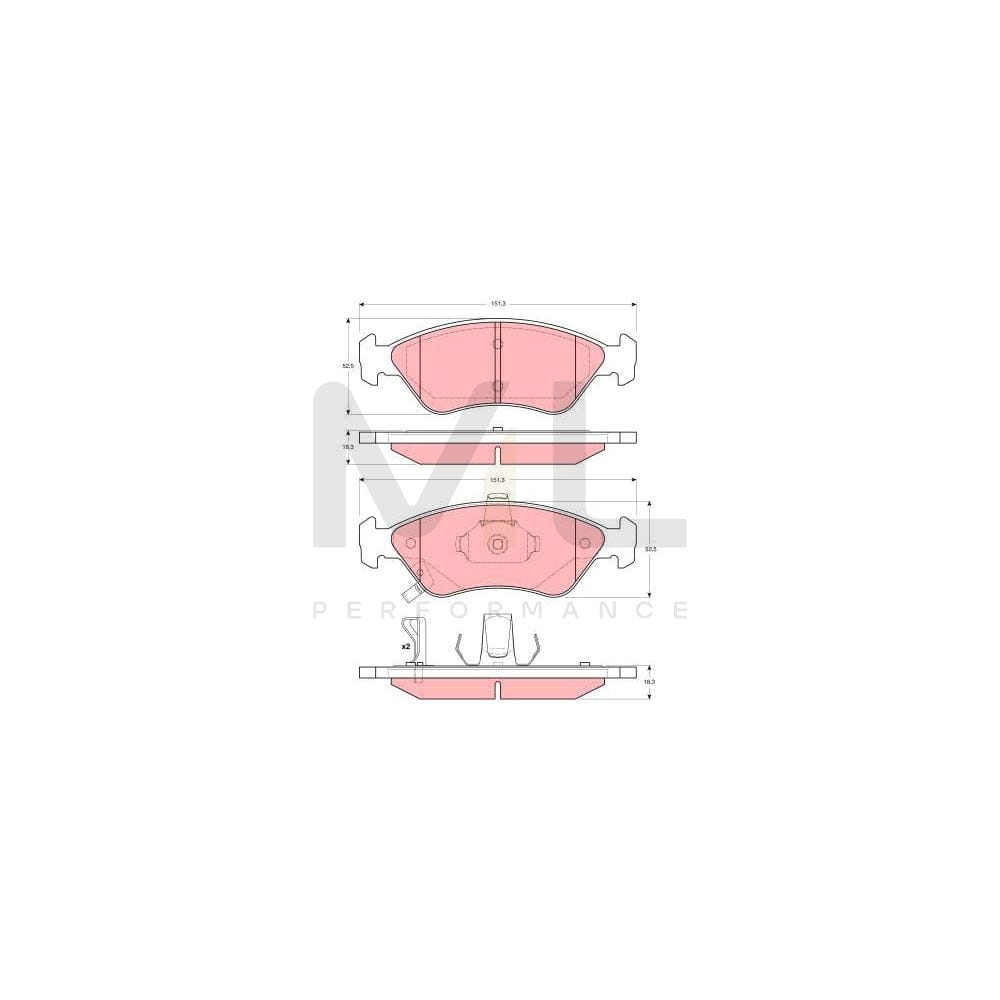 TRW Gdb3173 Brake Pad Set For Kia Clarus Saloon (K9A) With Acoustic Wear Warning