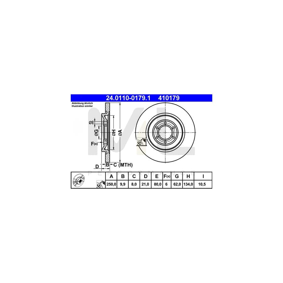 ATE 24.0110-0179.1 Brake Disc Solid, Coated - 1 piece