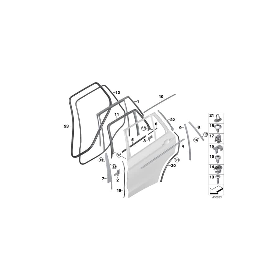 Genuine BMW 51357289670 F15 Cover,Wndw Frame,C-Column,Door Rear Rght SCHWARZ (Inc. X5)