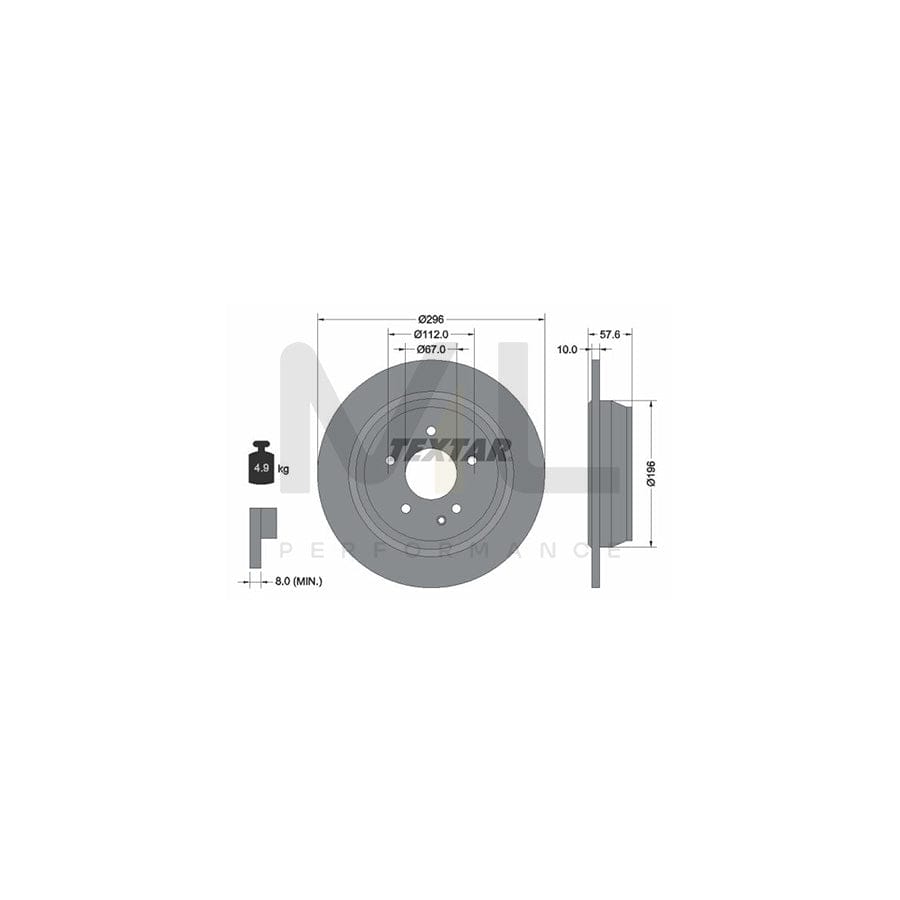 TEXTAR 93123500 Brake Disc Solid, without wheel hub, without wheel studs - 1 piece
