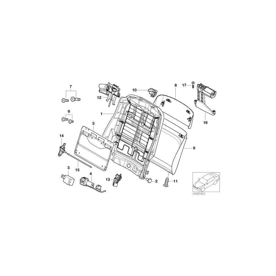 Genuine BMW 52107004729 E53 Upper Rear Panel SCHWARZ (Inc. X5)