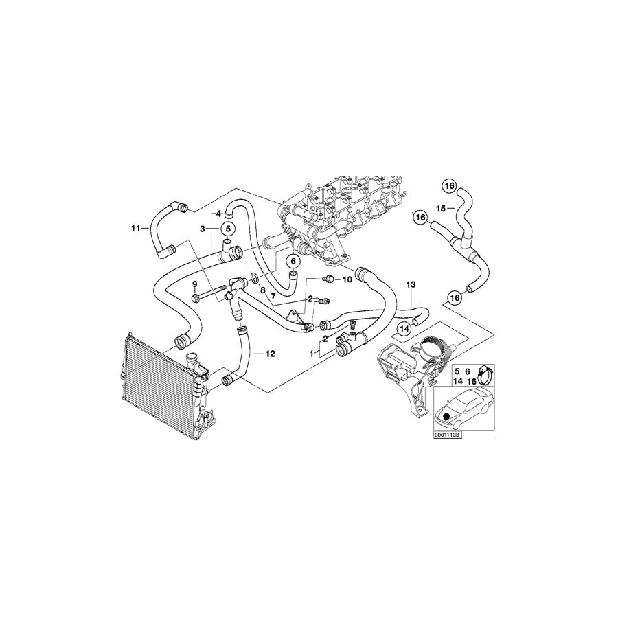 Genuine BMW 11532247725 E46 E39 Water Hose (Inc. 320d & 520d)