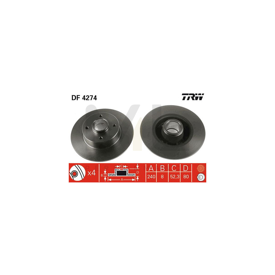 TRW DF4274 Brake Disc Solid - 1 piece