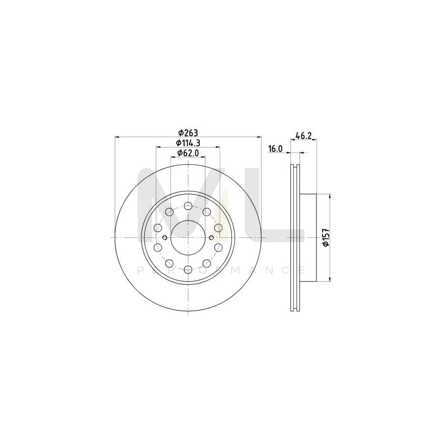 HELLA 8DD 355 108-711 Brake Disc for TOYOTA MR2 II Coupe (W20) Internally Vented, without wheel hub, without wheel studs | ML Performance Car Parts