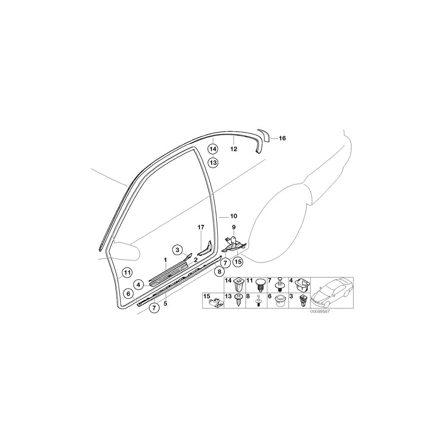 Genuine BMW 51717161691 E46 Edge Protection Left GRAU (Inc. 323Ci, 328Ci & 320Cd)