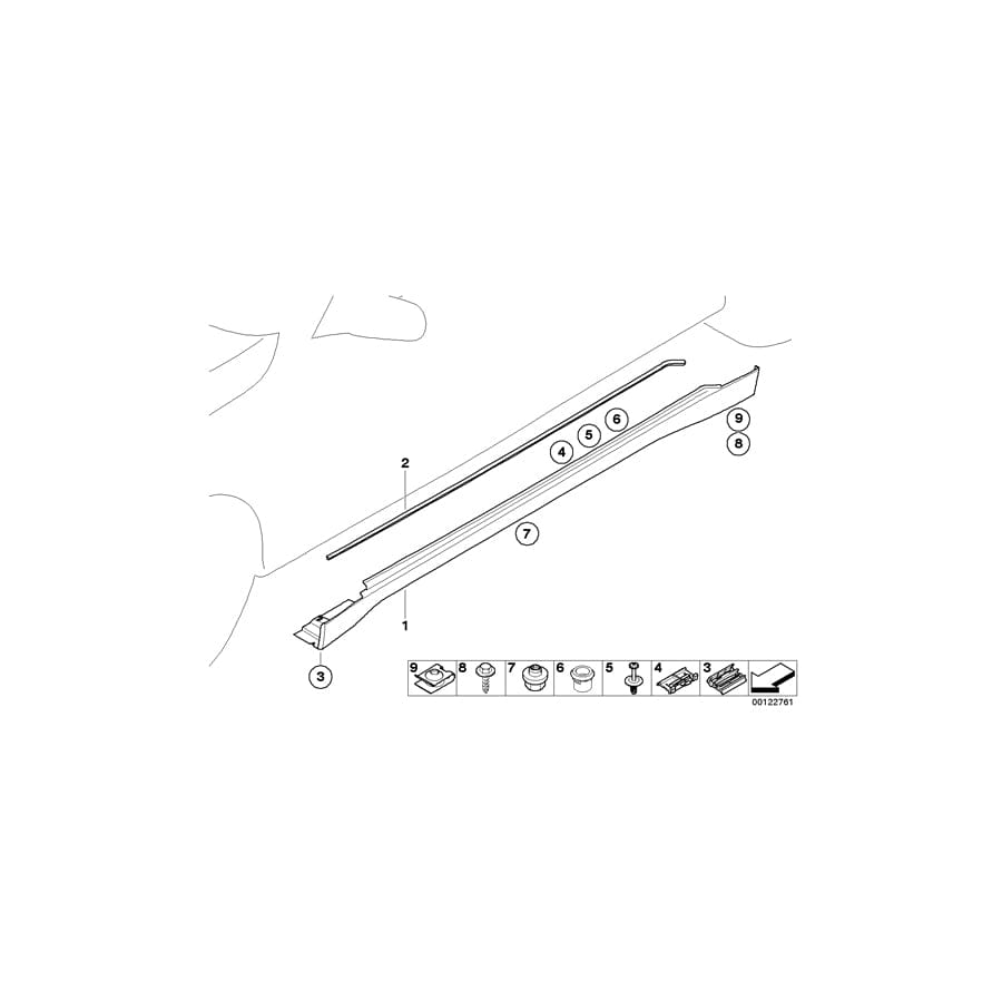 Genuine BMW 51717038322 E66 Door Sill Cover, Primed Right (Inc. 745Li, 730Li & 735Li)