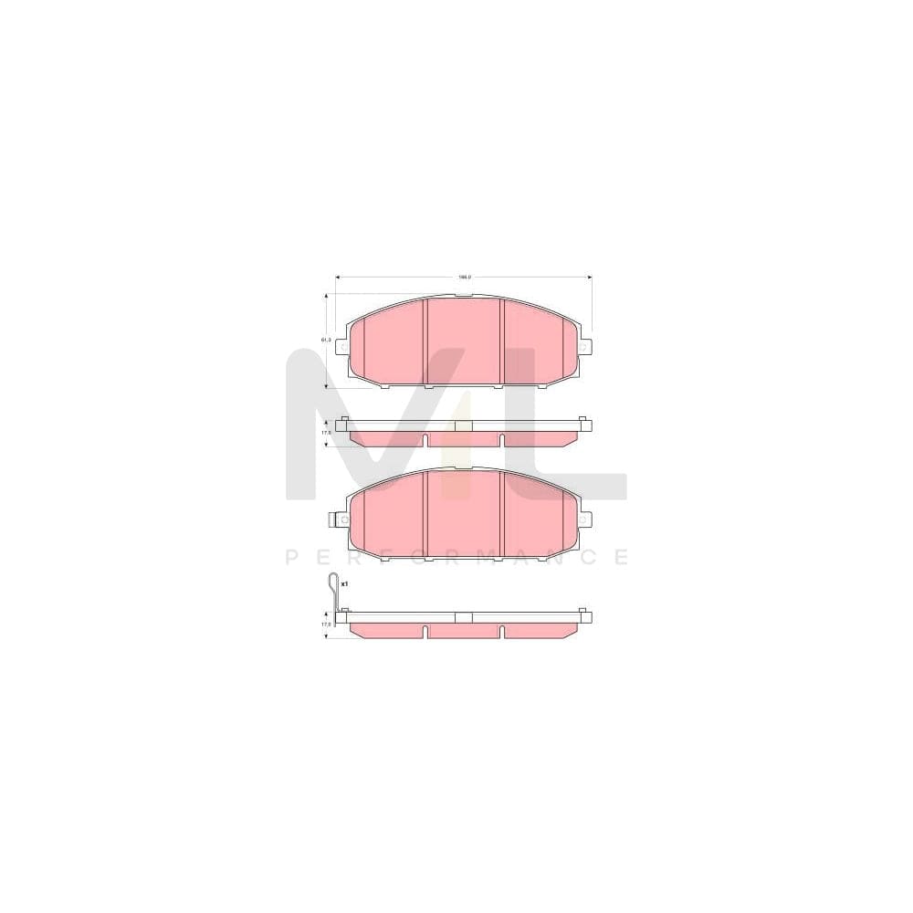 TRW Gdb3361 Brake Pad Set For Nissan Patrol Gr V Off-Road (Y61) With Acoustic Wear Warning