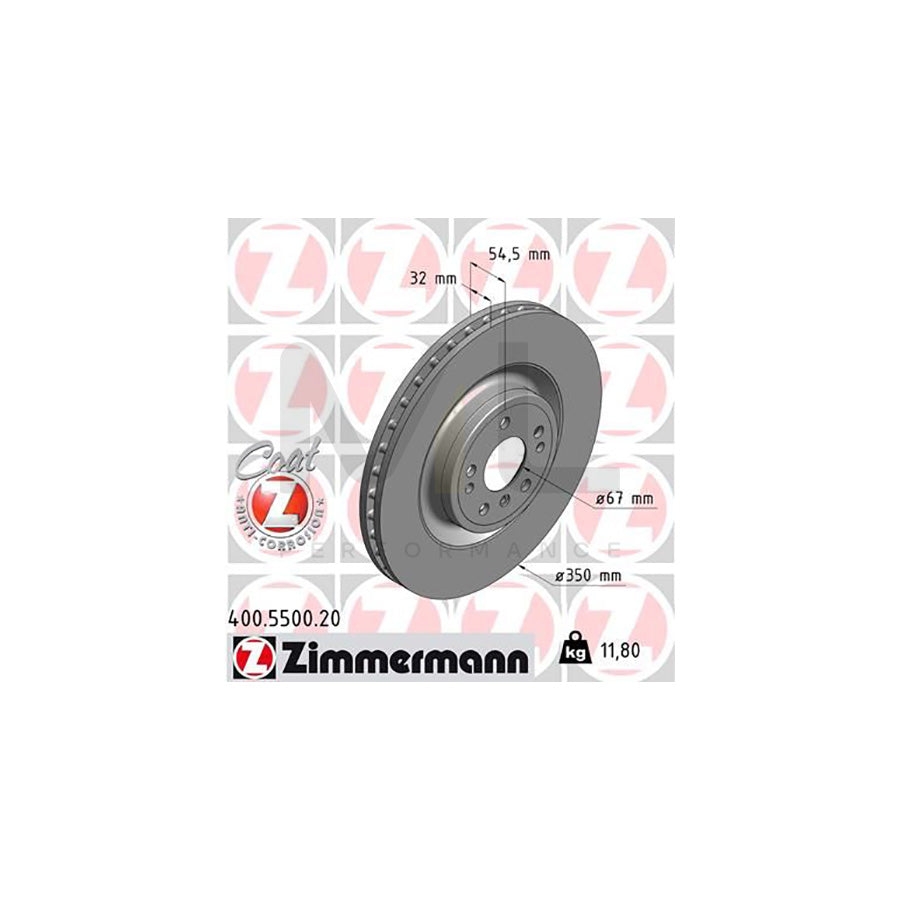 ZIMMERMANN COAT Z 400.5500.20 Brake Disc Internally Vented, Coated, High-carbon - 1 piece
