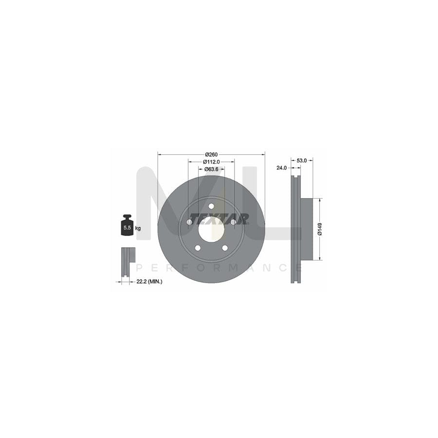 TEXTAR 92067700 Brake Disc for FORD SCORPIO Internally Vented, without wheel hub, without wheel studs - 1 piece