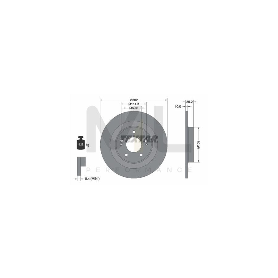 TEXTAR PRO 92267403 Brake Disc Solid, Coated, without wheel hub, without wheel studs - 1 piece