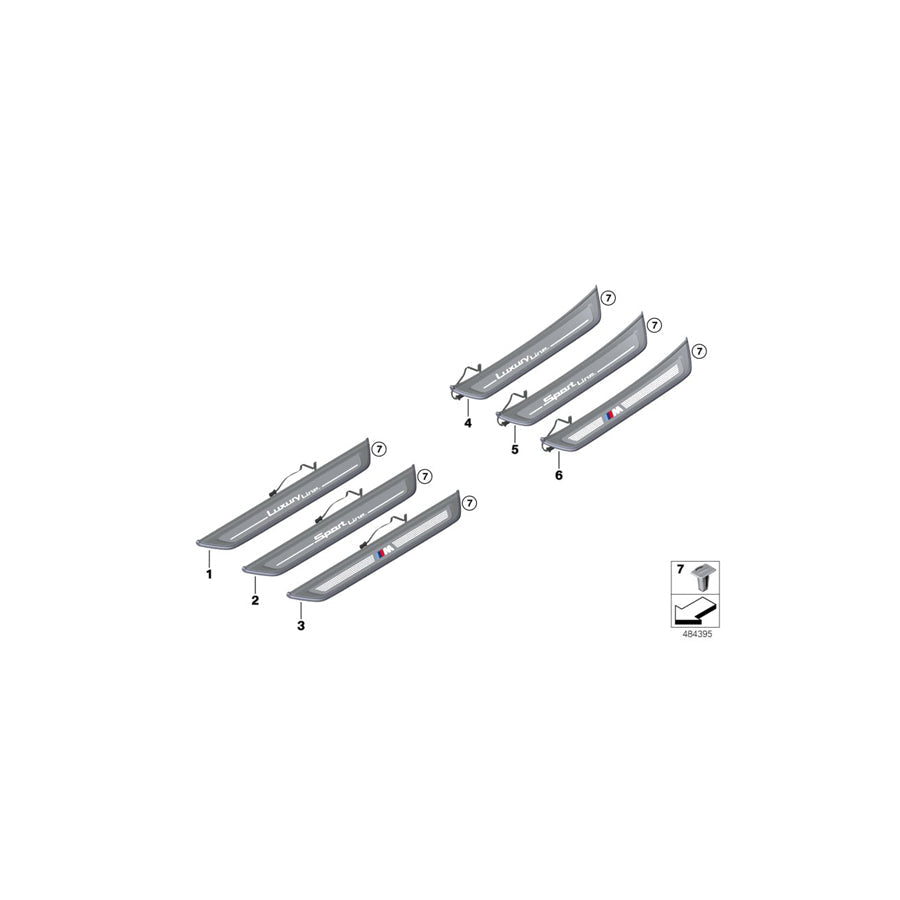 Genuine BMW 51478065119 G32 Cover, Door Sill, Lighted, Rear Left -M- (Inc. 630iX, 630i & 640i)