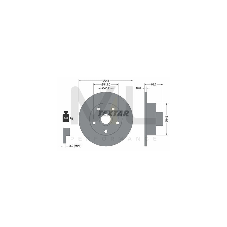 TEXTAR PRO 92072103 Brake Disc for AUDI A4 Solid, Coated, with wheel hub, without wheel studs - 1 piece