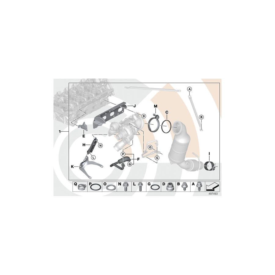Genuine BMW 11652471553 F30 F34 F31 Installation Kit For Turbocharger VALUE LINE (Inc. 318d, 320dX & 320d ed)