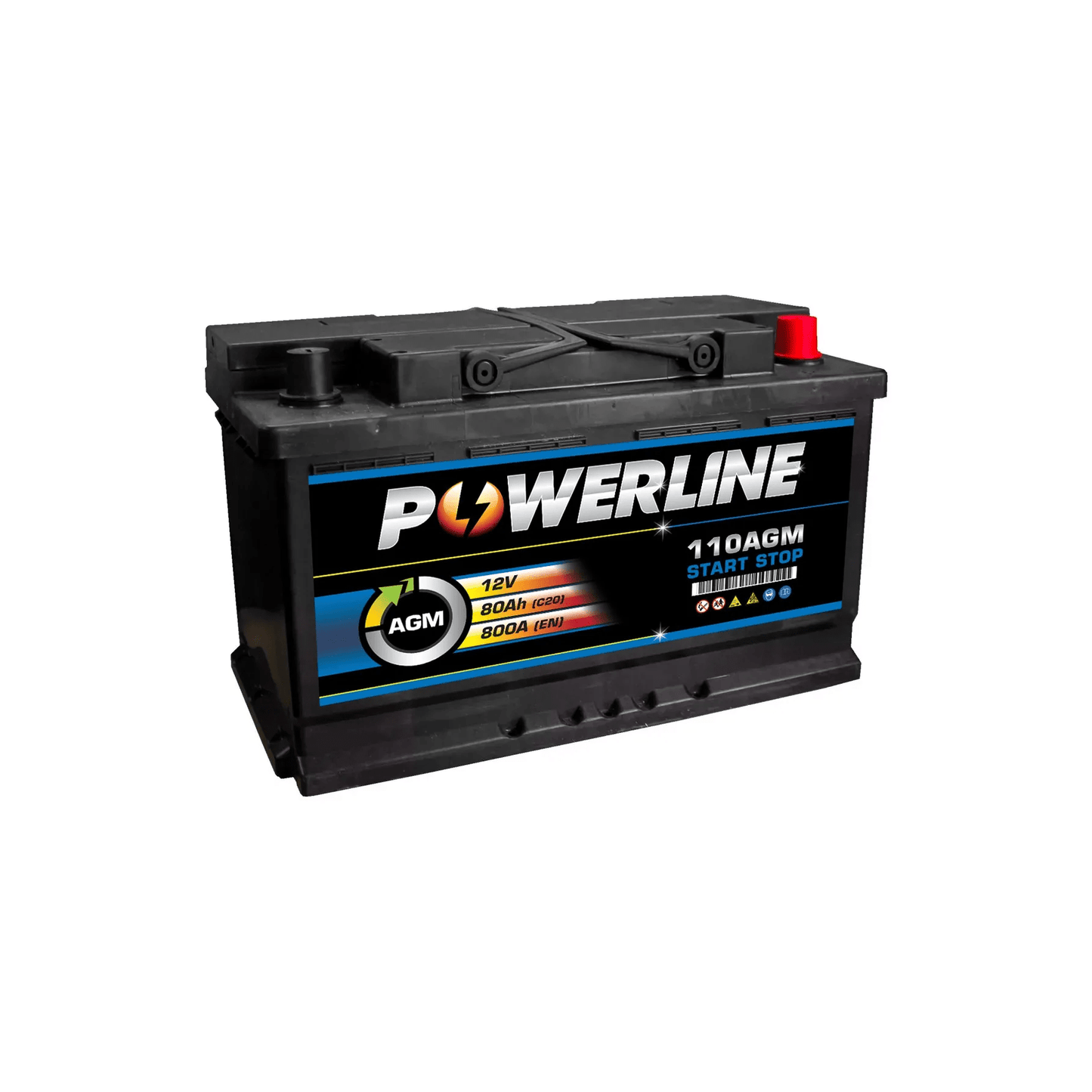 Powerline 110 AGM Start Stop Car Battery 12V 80Ah