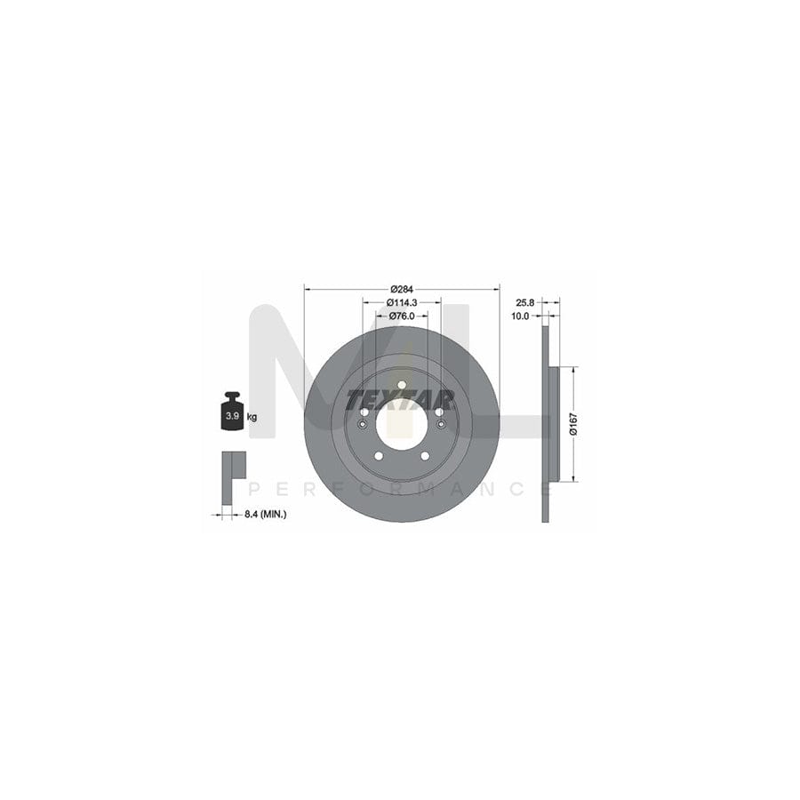 TEXTAR PRO 92252703 Brake Disc Solid, Coated, without wheel hub, without wheel studs - 1 piece