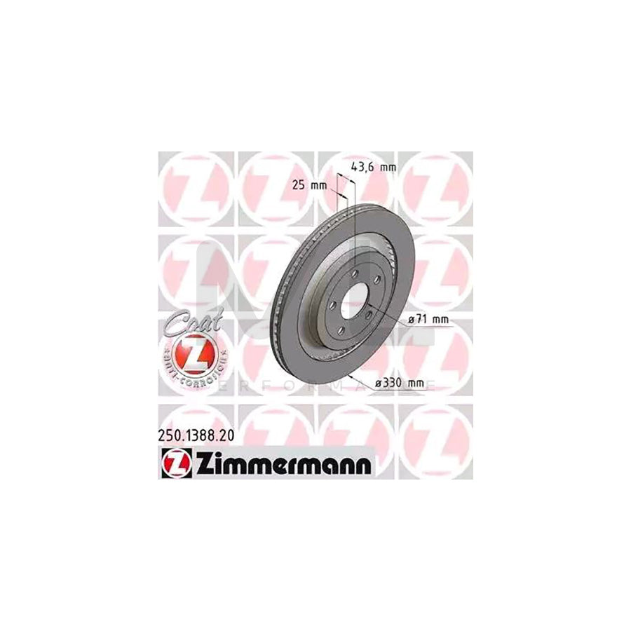 ZIMMERMANN COAT Z 250.1388.20 Brake Disc for FORD USA MUSTANG Externally Vented, Coated - 1 piece