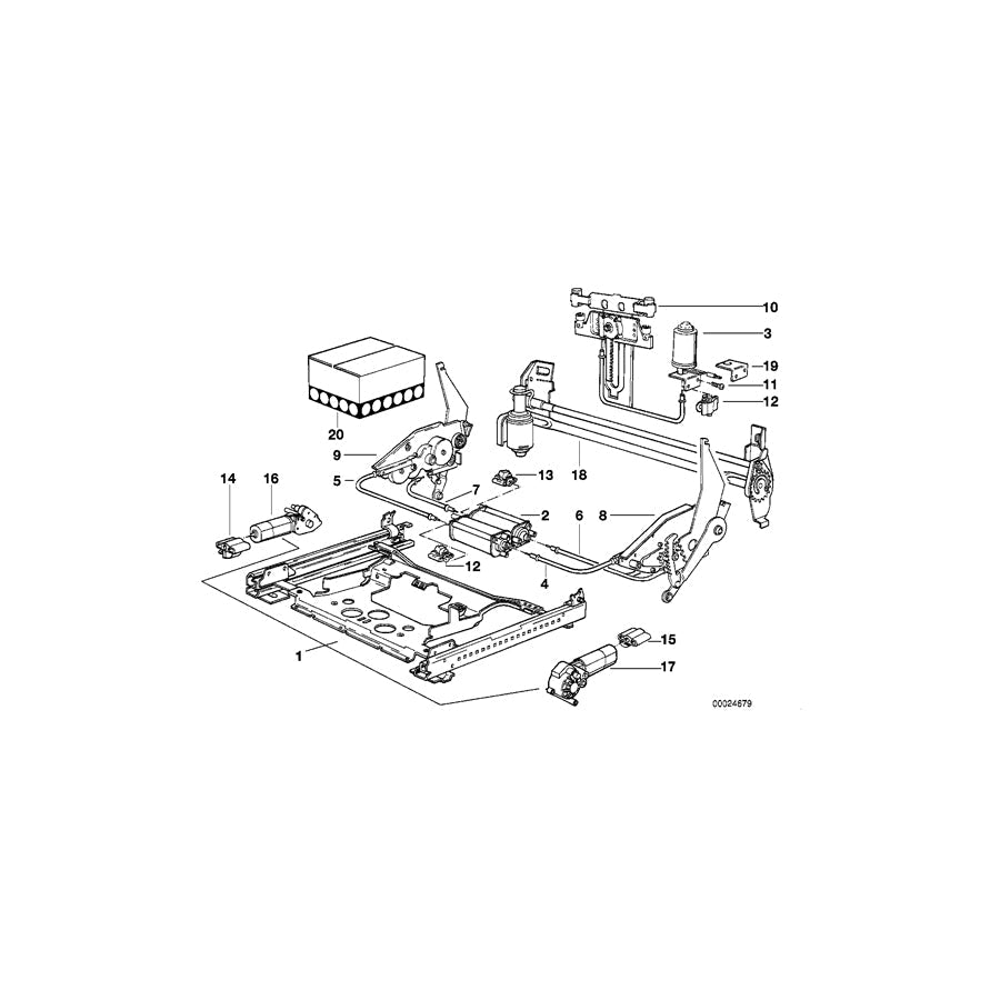 Genuine BMW 52101964170 E34 E32 Flex.Shaft Vertical Seat Adjuster Right RHW / L=503 (Inc. 740i, M5 3.8 & 535i)