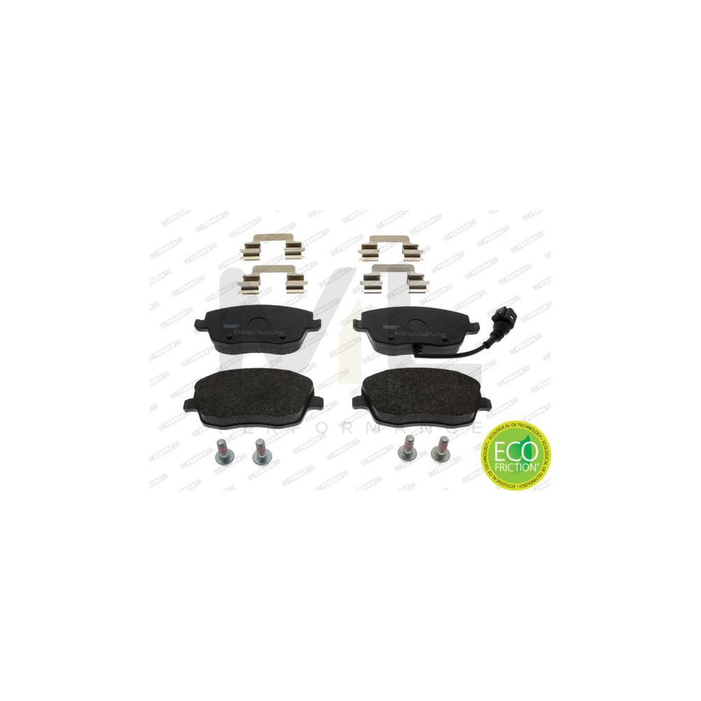 Ferodo Premier Eco Friction FDB1662 Brake Pad Set Incl. Wear Warning Contact, With Brake Caliper Screws, With Piston Clip, With Accessories